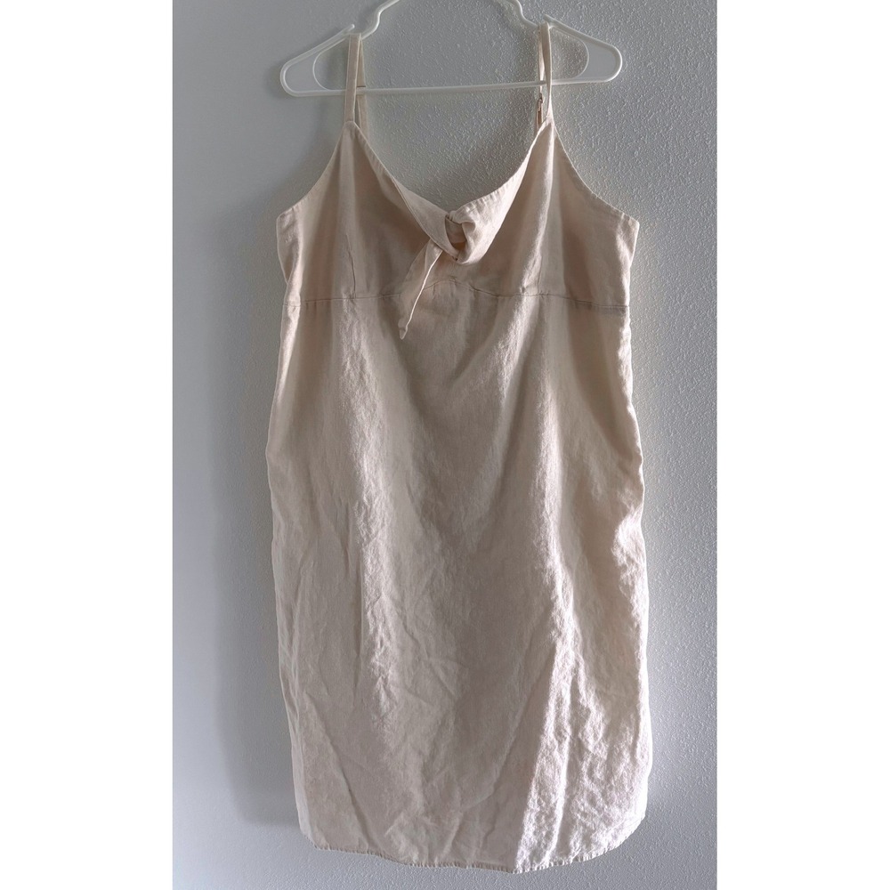 Old Navy Dress Womens 2XL Cream Linen Midi Beachy Preppy Coastal Resort Luxury